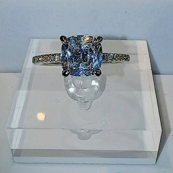 Womens Silver-Plated Brass Ring With Cubic Zirconia For Engagement & Anniversary - Picture 13 of 14